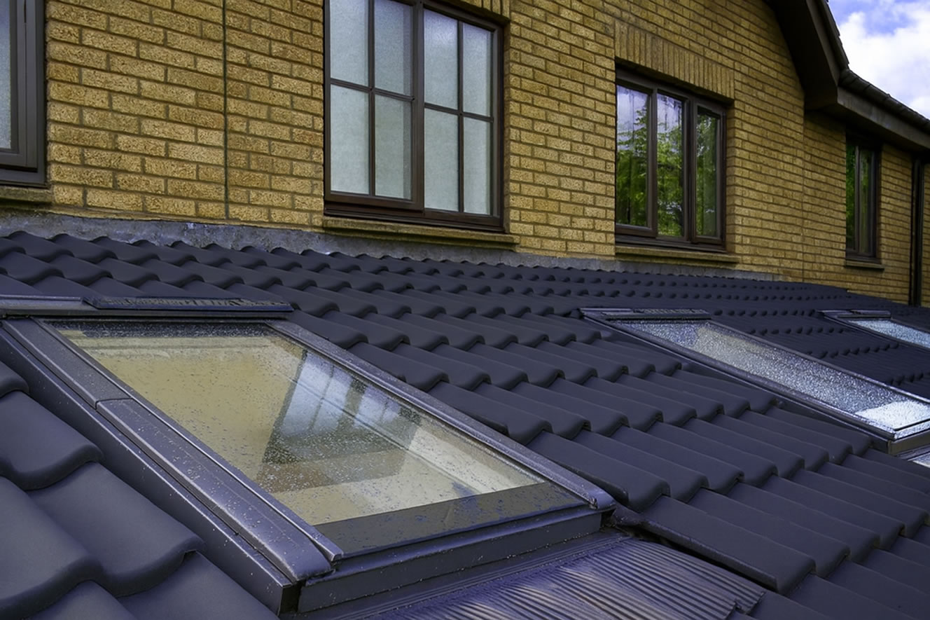 velux windows on pitched roof house extension uk