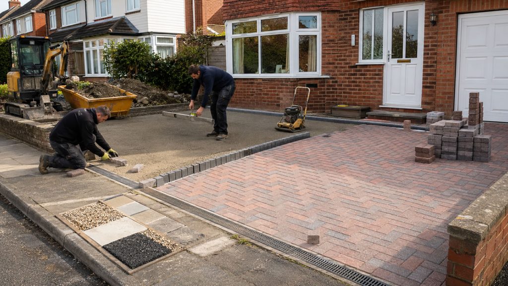 professional block-paving installation at a typical British home